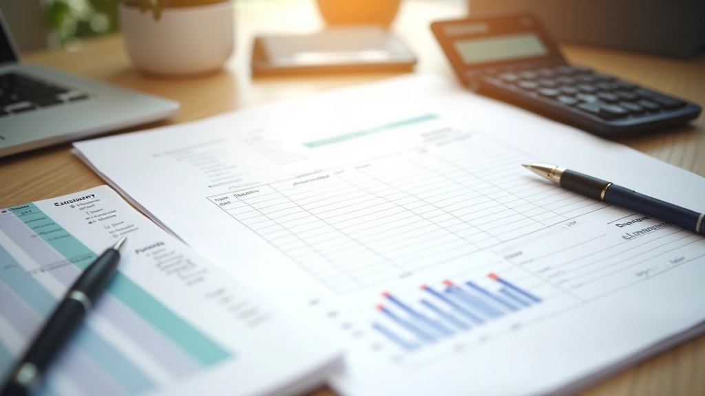 Příprava finančního plánu na papíře s grafem a poznámkami