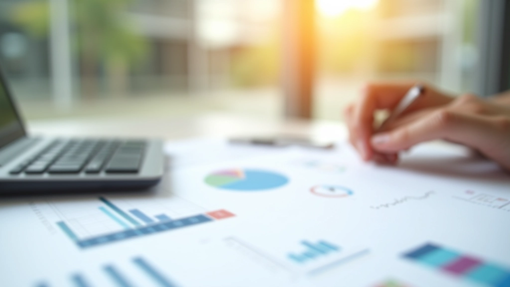 Pracovní prostor zaměřený na finanční plánování s grafy a kalkulačkou