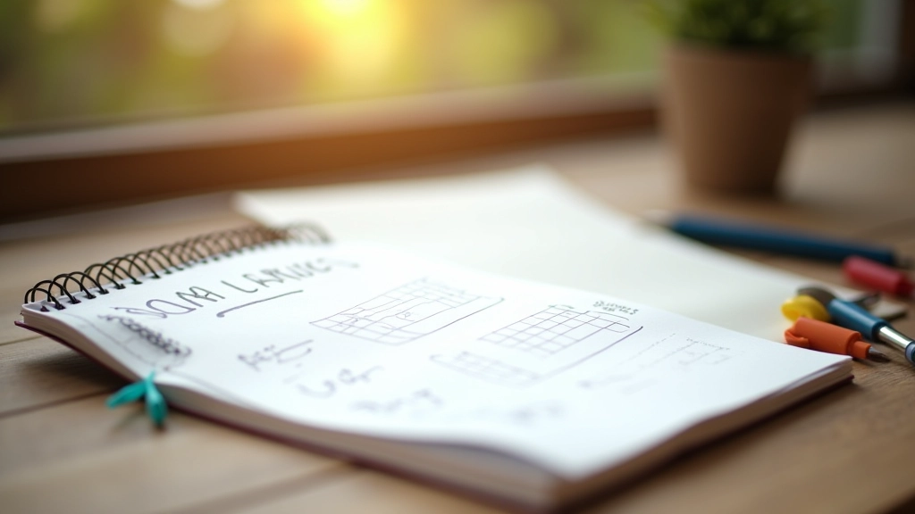 Notebook s psaným plánem úspor a barevně zvýrazněnými kontrolními body