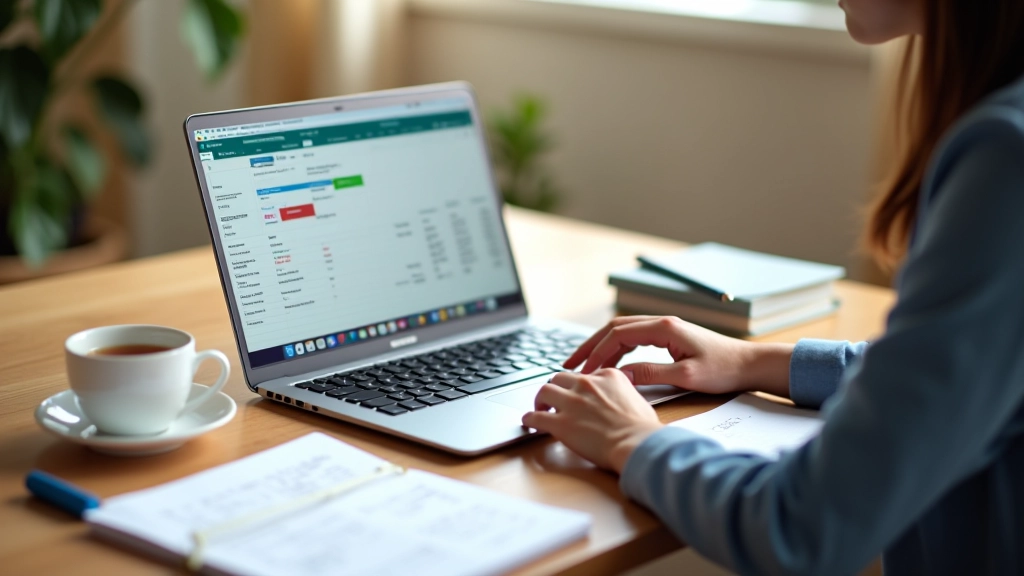 Žena pracující za dřevěným stolem